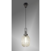Photograph: Idolite Camille Black Chrome Single Pendant Light With Champagne Ribbed Glass