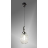 Photograph: Idolite Camille Black Chrome Single Pendant Light With Clear Ribbed Glass