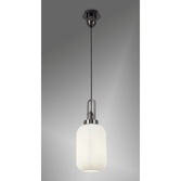Photograph: Idolite Camille Black Chrome Single Pendant Light With Opal Ribbed Glass