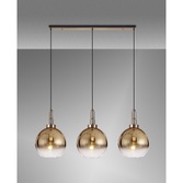 Photograph: Idolite Camille Brass Gold 3 Light Linear Bar Pendant With Brass Gold/Clear Ombre Glass Globes