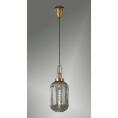 Photograph: Idolite Camille Brass Gold Single Pendant Light With Smoked Ribbed Glass