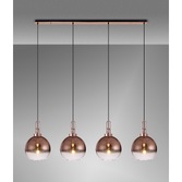 Photograph: Idolite Camille Copper 4 Light Linear Bar Pendant With Copper/Clear Ombre Glass Globes