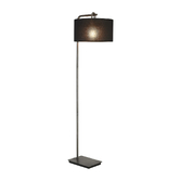 Photograph: Idolite Camille Floor Lamp, 1 Light E27, Aged Pewter/Matt Black/Black 40x22cm Linen Shade