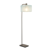 Photograph: Idolite Camille Floor Lamp, 1 Light E27, Antique SIlver/Matt Black/Duck Egg 40x22cm Linen Shade