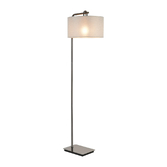 Photograph: Idolite Camille Floor Lamp, 1 Light E27, Black Chrome/Matt Black/Cement 40x22cm Linen Shade