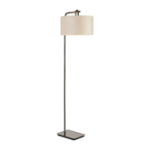 Photograph: Idolite Camille Floor Lamp, 1 Light E27, Black Chrome/Matt Black/Mink/Prosecco 40x22cm Velvet Shade
