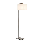 Photograph: Idolite Camille Floor Lamp, 1 Light E27, Black Chrome/Matt Black/Oyster 40x22cm Linen Shade