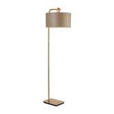 Photograph: Idolite Camille Floor Lamp, 1 Light E27, Brass Gold/Matt Black/Latte/Prosecco 40x22cm Velvet Shade