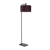 Photograph: Idolite Camille Floor Lamp, 1 Light E27, Matt Black/Matt Black/Aubergine 40x22cm Velvet Shade
