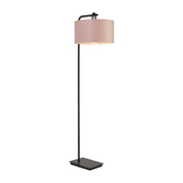 Photograph: Idolite Camille Floor Lamp, 1 Light E27, Matt Black/Matt Black/Blush Pink/Prosecco 40x22cm Velvet Shade
