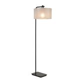Photograph: Idolite Camille Floor Lamp, 1 Light E27, Matt Black/Matt Black/Cement 40x22cm Linen Shade