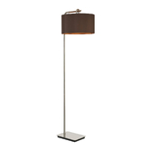 Photograph: Idolite Camille Floor Lamp, 1 Light E27, Polished Nickel/Matt Black/Chocolate 40x22cm Faux Silk Shade