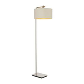Photograph: Idolite Camille Floor Lamp, 1 Light E27, Polished Nickel/Matt Black/Ivory/Champagne 40x22cm Velvet Shade