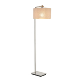 Photograph: Idolite Camille Floor Lamp, 1 Light E27, Polished Nickel/Matt Black/Sandstone 40x22cm Linen Shade
