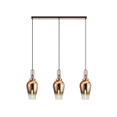Photograph: Idolite Camille Linear 3 Light Pendant E27 With 23cm Pear Glass, Copper/Clear Copper/Matt Black