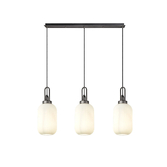 Photograph: Idolite Camille Linear 3 Light Pendant With 20cm Tubular Ribbed Glass, Aged Pewter/Matt Black Opal