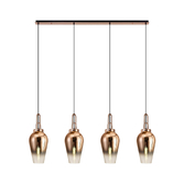 Photograph: Idolite Camille Linear 4 Light Pendant E27 With 23cm Pear Glass, Copper/Clear Copper/Matt Black