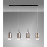 Photograph: Idolite Camille Linear 4 Light Pendant E27 With 30cm Globe Glass, Brass Gold/Clear Brass Gold/Matt Black
