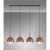 Photograph: Idolite Camille Linear 4 Light Pendant E27 With 30cm Globe Glass, Copper/Clear Copper/Matt Black