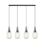 Photograph: Idolite Camille Linear 4 Light Pendant With 20cm Almond Ribbed Glass, Aged Pewter/Matt Black Clear