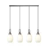 Photograph: Idolite Camille Linear 4 Light Pendant With 20cm Almond Ribbed Glass, Antique Silver/Matt Black Opal