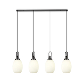 Photograph: Idolite Camille Linear 4 Light Pendant With 20cm Almond Ribbed Glass, Black Chrome/Matt Black Opal