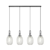 Photograph: Idolite Camille Linear 4 Light Pendant With 20cm Almond Ribbed Glass, Polished Nickel/Matt Black Clear