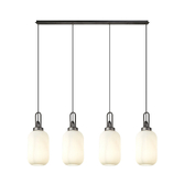 Photograph: Idolite Camille Linear 4 Light Pendant With 20cm Tubular Ribbed Glass, Aged Pewter/Matt Black Opal