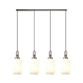 Photograph: Idolite Camille Linear 4 Light Pendant With 20cm Tubular Ribbed Glass, Antique Silver/Matt Black Opal