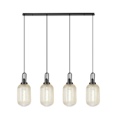 Photograph: Idolite Camille Linear 4 Light Pendant With 20cm Tubular Ribbed Glass, Black Chrome/Matt Black Champagne