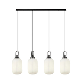 Photograph: Idolite Camille Linear 4 Light Pendant With 20cm Tubular Ribbed Glass, Black Chrome/Matt Black Opal