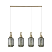 Photograph: Idolite Camille Linear 4 Light Pendant With 20cm Tubular Ribbed Glass, Brass Gold/Matt Black Smoked