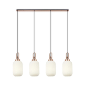 Photograph: Idolite Camille Linear 4 Light Pendant With 20cm Tubular Ribbed Glass, Copper/Matt Black Opal