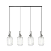 Photograph: Idolite Camille Linear 4 Light Pendant With 20cm Tubular Ribbed Glass, Polished Nickel/Matt Black Clear