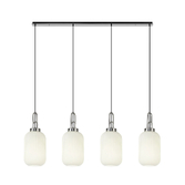 Photograph: Idolite Camille Linear 4 Light Pendant With 20cm Tubular Ribbed Glass, Polished Nickel/Matt Black Opal