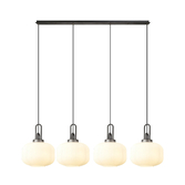 Photograph: Idolite Camille Linear Pendant, 4 x E27, Aged Pewter/Matt Black With 30cm Pumpkin Shaped Ribbed Opal Glass