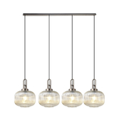 Photograph: Idolite Camille Linear Pendant, 4 x E27, Antique Silver/Matt Black With 30cm Pumpkin Shaped Ribbed Champagne Glass