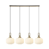 Photograph: Idolite Camille Linear Pendant, 4 x E27, Brass Gold/Matt Black With 30cm Pumpkin Shaped Ribbed Opal Glass