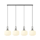 Photograph: Idolite Camille Linear Pendant, 4 x E27, Polished Nickel/Matt Black With 30cm Pumpkin Shaped Ribbed Opal Glass