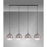 Photograph: Idolite Camille Polished Nickel 4 Light Linear Bar Pendant With Smoked/Clear Ombre Glass Globes