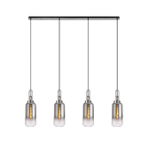 Photograph: Idolite Camille Polished Nickel 4 Light Linear Bar Pendant With Smoked/Clear Ombre Glasses