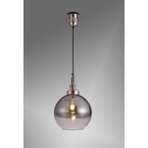 Photograph: Idolite Camille Polished Nickel Finish Single Pendant Light C/W Smoked/Clear Ombre Glass Globe