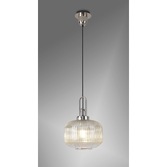 Photograph: Idolite Camille Polished Nickel Single Pendant Light With Champagne Ribbed Glass