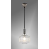 Photograph: Idolite Camille Polished Nickel Single Pendant Light With Clear Ribbed Glass