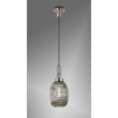 Photograph: Idolite Camille Polished Nickel Single Pendant Light With Smoked Ribbed Glass