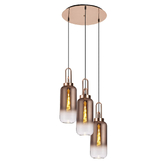 Photograph: Idolite Camille Round 3 Light Pendant With 16cm Cylinder Glass, Copper/Matt Black Copper/Clear