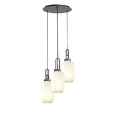 Photograph: Idolite Camille Round 3 Light Pendant With 20cm Tubular Ribbed Glass, Aged Pewter/Matt Black Opal