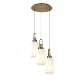 Photograph: Idolite Camille Round 3 Light Pendant With 20cm Tubular Ribbed Glass, Brass Gold/Matt Black Opal