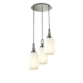 Photograph: Idolite Camille Round 3 Light Pendant With 20cm Tubular Ribbed Glass, Polished Nickel/Matt Black Opal