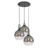 Photograph: Idolite Camille Round 3 Light Pendant With 30cm Globe Glass, Black Chrome/Matt Black Smoked/Clear